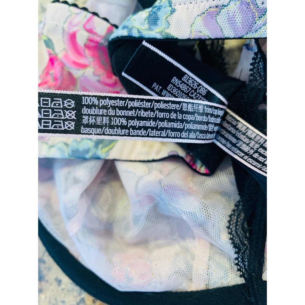 Victoria's Secret Demi Bra Women 38D Multicolor Floral Mesh Lace Very Sexy - Picture 8 of 11